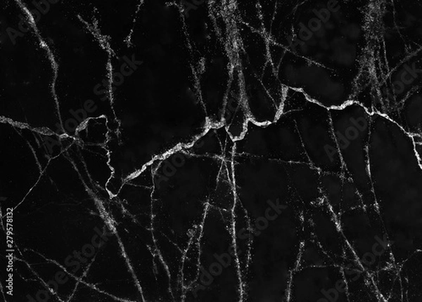 Fototapeta Black marble surface abstract nature dark background with white lightning seamless patterns