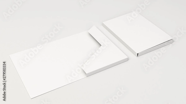 Fototapeta Mockup of blank white cardboard folder