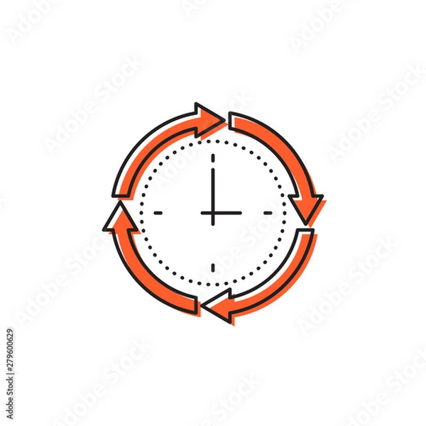 Obraz Clock and circular arrow vector icon isolated on white background