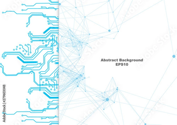 Obraz Abstract vector mesh and circuit connection background. illustration vector design