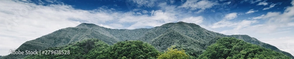 Fototapeta Mountain forest and clouds