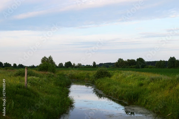 Obraz landscape with river and blue sky