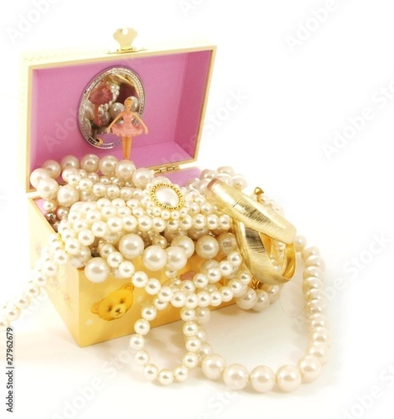 Obraz Jewelery box with ballerina, isolated towards white
