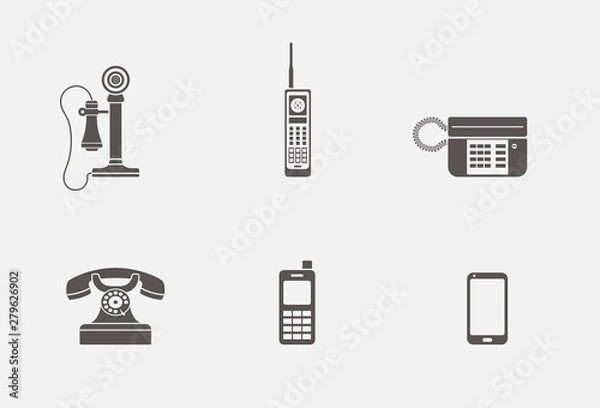 Obraz Isolated phone icons in grey shape vector set
