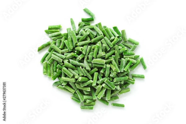 Obraz Frozen green beans isolated over white, top view