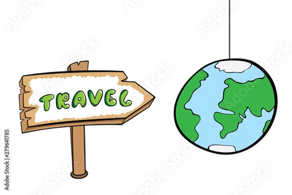 Obraz Travel road sign and planet