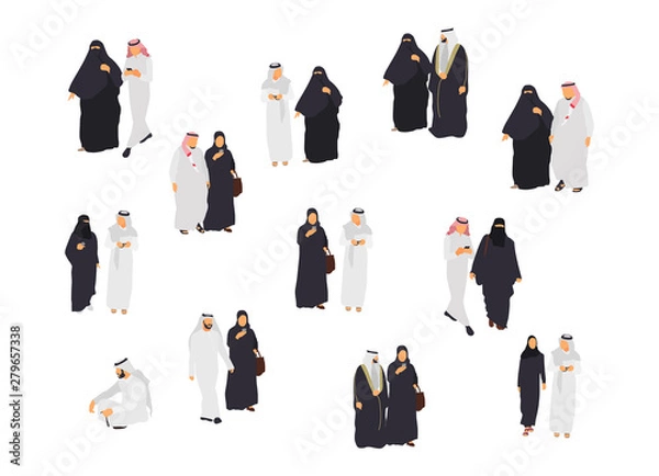 Obraz Arab couple set. Vector isolated flat illustrations