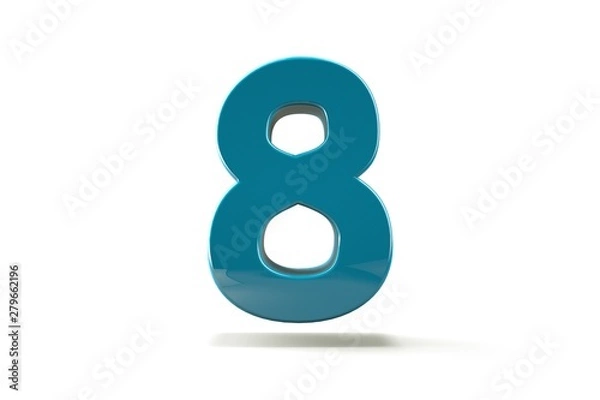Fototapeta 3D number with white background,number 8