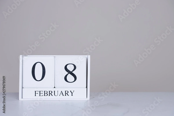 Fototapeta February Date Cube White Background