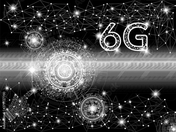 Fototapeta 6g network connection, technology background