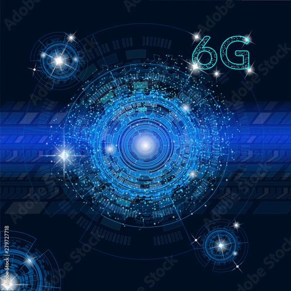 Fototapeta 6g network connection, technology background