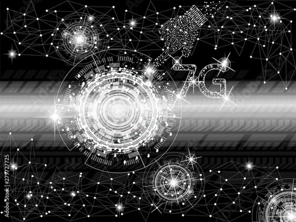 Fototapeta 7g network connection, technology background