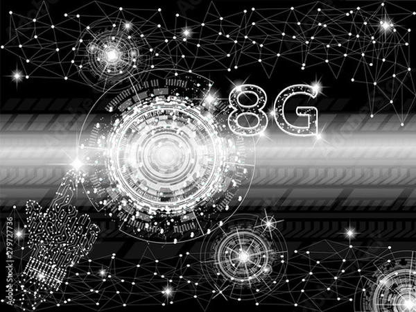 Fototapeta 8g network connection, technology background