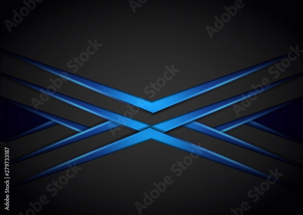 Fototapeta Dark background overlap layer with blue light