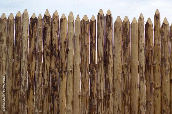 Obraz log fence, new, unpainted, natural wood