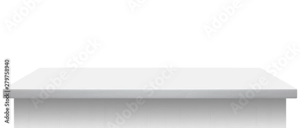 Fototapeta Light wooden table top isolated on white background - can be used for display or montage your products. 3d illustration