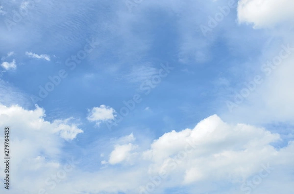 Fototapeta White clouds on blue sky background,use for backdrop or web design,soft focus.