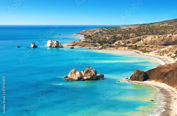 Fototapeta View from above on Petra tou Romiou sea stack
