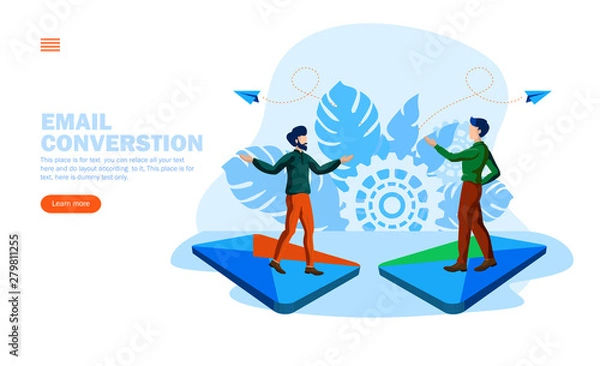 Obraz people conversation on mail, mail reply concept vector illustration