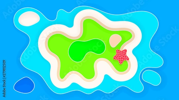 Fototapeta Abstract Beach Background Paper Style Summer Holiday Vector