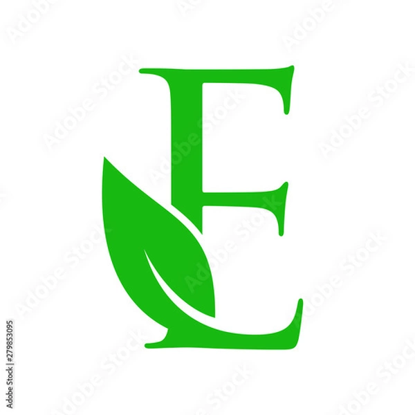 Obraz Initial E Beauty Leaf Logo