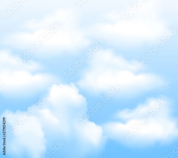 Obraz Realistic blue sky with clouds. Vector illustration