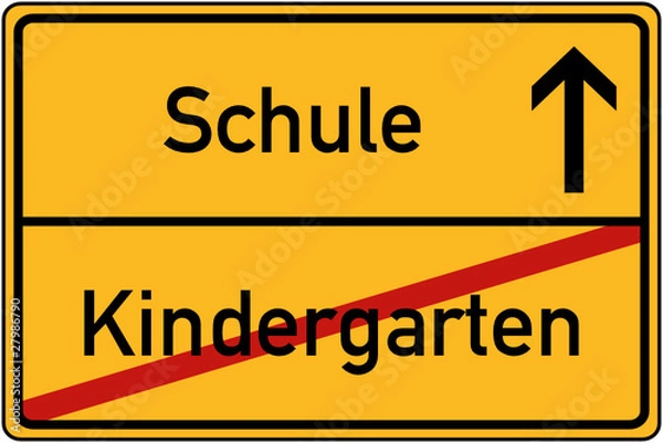 Obraz Ortstafel Kindergarten und Schule