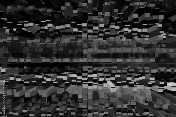 Fototapeta Monochrome 3D illustration / Abstract background of a monochrome 3D illustration.