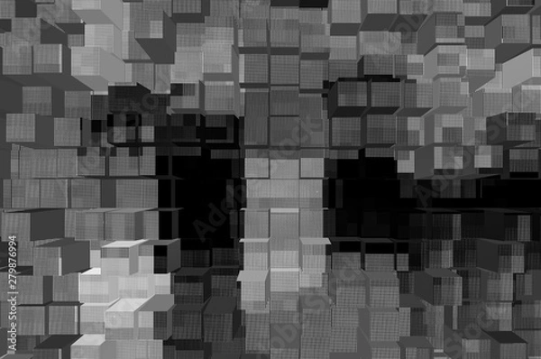 Obraz Monochrome 3D illustration / Abstract background of a monochrome 3D illustration.