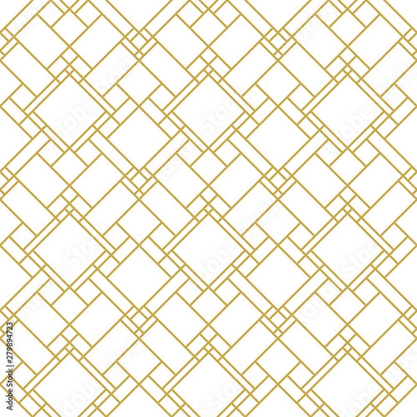Fototapeta Seamless vector pattern. Modern stylish monochrome geometric linear ornament in gold color