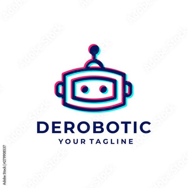 Obraz Robot overlapping logo and icon design vector.