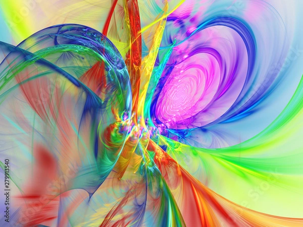 Fototapeta rainbow abstract fractal background 3d rendering illustration