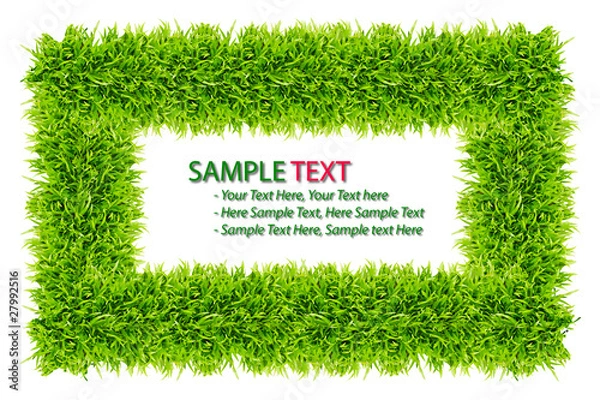 Fototapeta grass frame isolated on white background