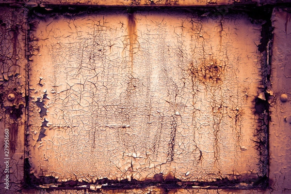 Fototapeta ひび割れのあるペイントされた鉄の扉