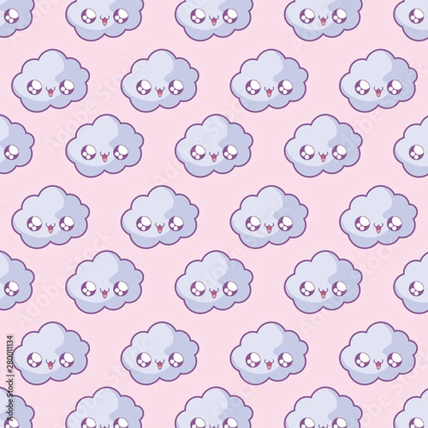 Obraz pattern of cute clouds kawaii style