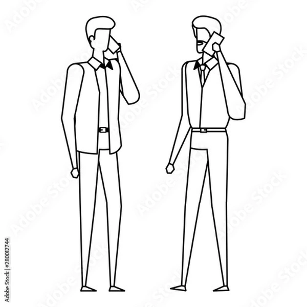 Obraz elegant young businessmen using smartphone