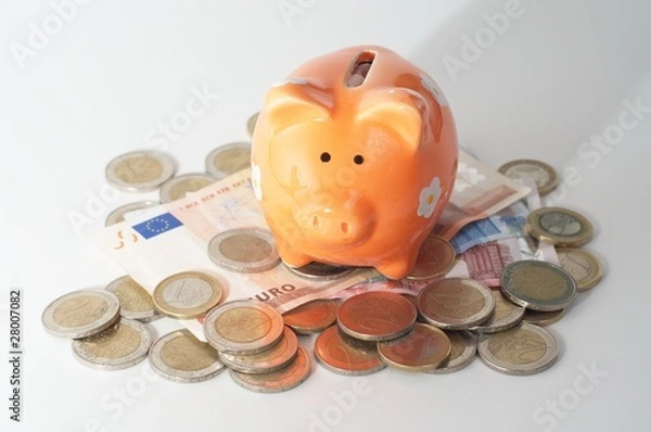 Obraz Sparschwein sitzt auf Geld