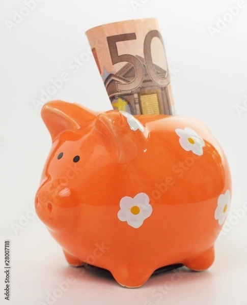 Obraz Sparschwein mit fünfzig Euro Schein