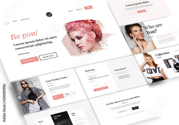 Obraz Website Layout with Pink Accents