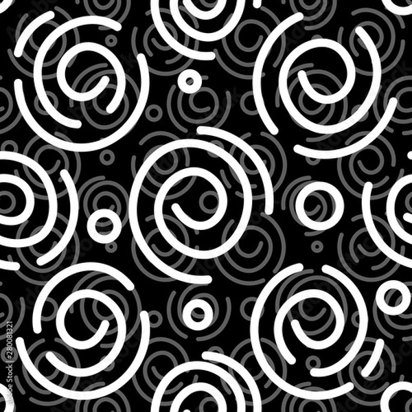 Fototapeta Abstract black and white spiral background. Vector seamless pattern. Simple design. Seamless vector texture. Paper art design. Geometric print. Space background. Pattern in vintage style