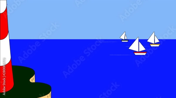 Obraz faro y tres barcos