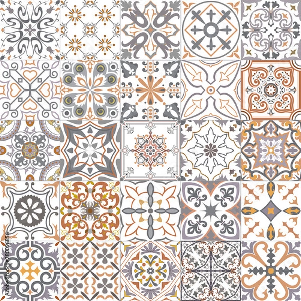 Fototapeta Big set of tiles in portuguese style.