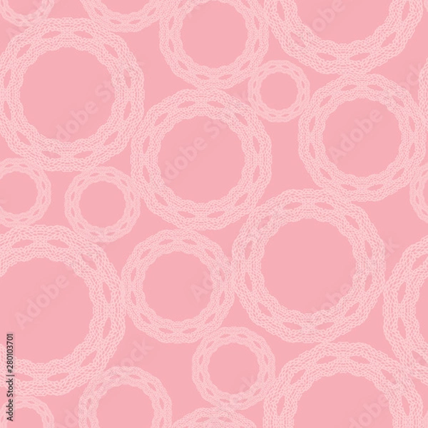 Fototapeta Pink seamless vector dots pattern with lace circles. Surface pattern design for fabric, scrapbooking, wallpaper projects.