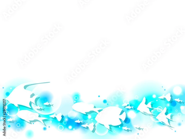 Fototapeta 熱帯魚のイラスト背景