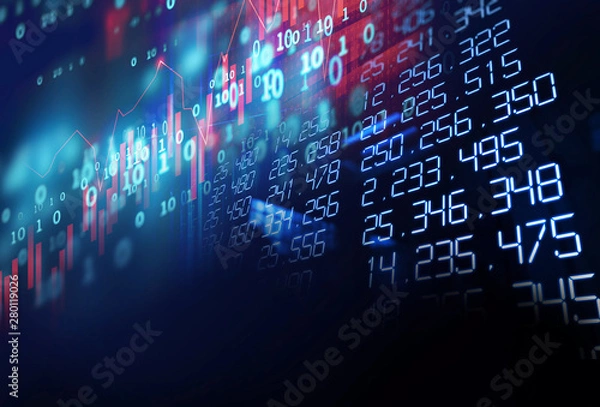 Obraz technical financial graph on technology abstract background