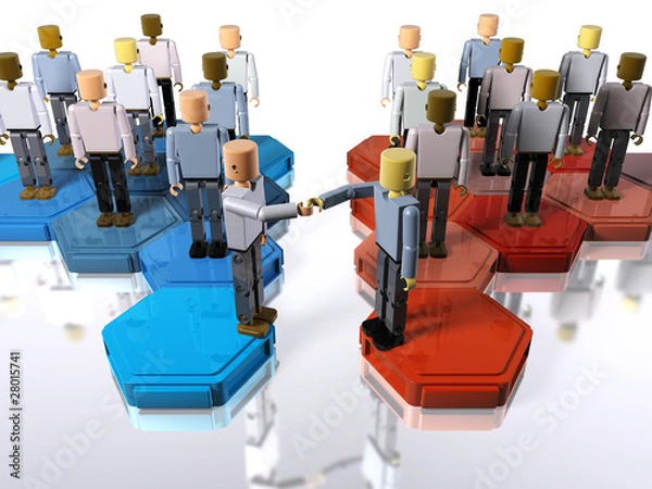 Fototapeta Two teams or companies merging