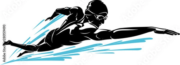 Fototapeta Swim Front Crawl, Male Athlete