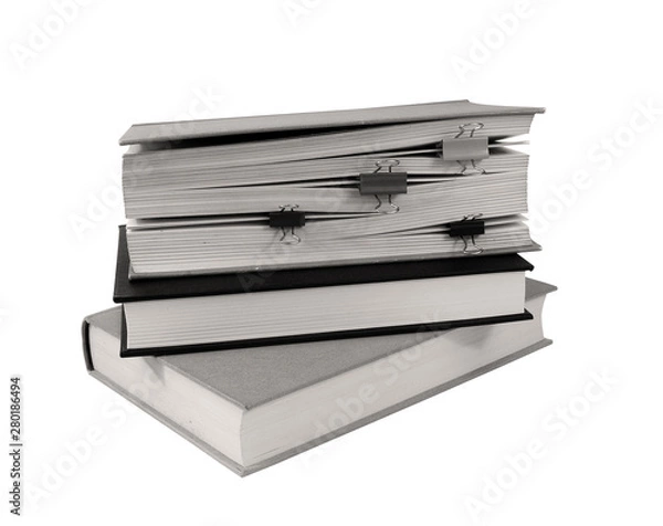 Fototapeta Pile of books in sepia color