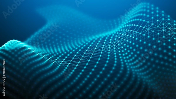 Fototapeta Abstract network connection. Data technology illustration. Digital background. 3d rendering.