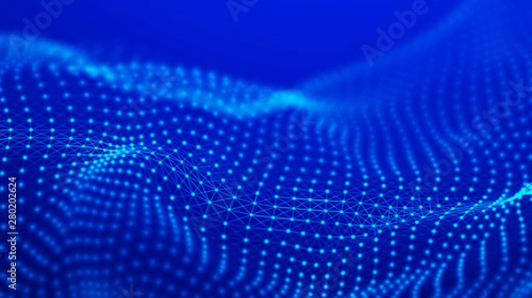 Obraz Abstract network connection. Data technology illustration. Digital background. 3d rendering.